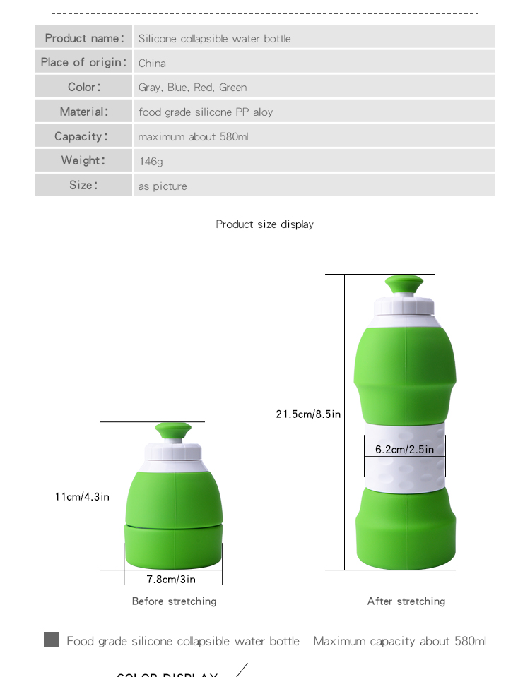 Silicone Foldable Water Bottle