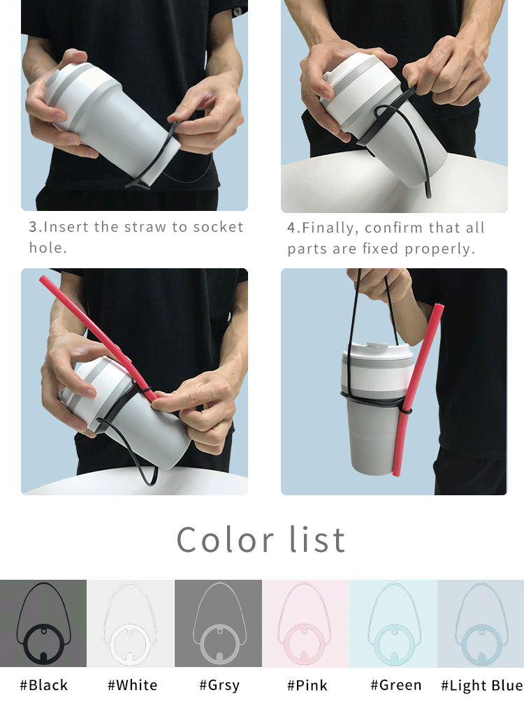 Silicone Cartoon Fashion Drinking Water Thermos Beverage Bottle Cup Strap(图5)