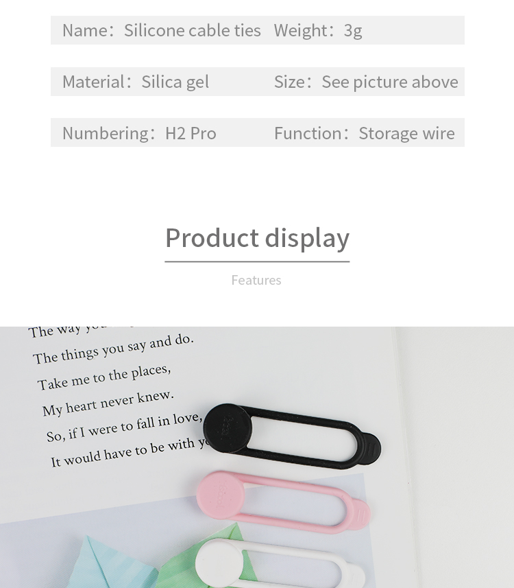 Eco-friendly Flexible Reusable Tie Wrap Silicone Cable Holder Earphone Cord Organizer Wholesale(图9)