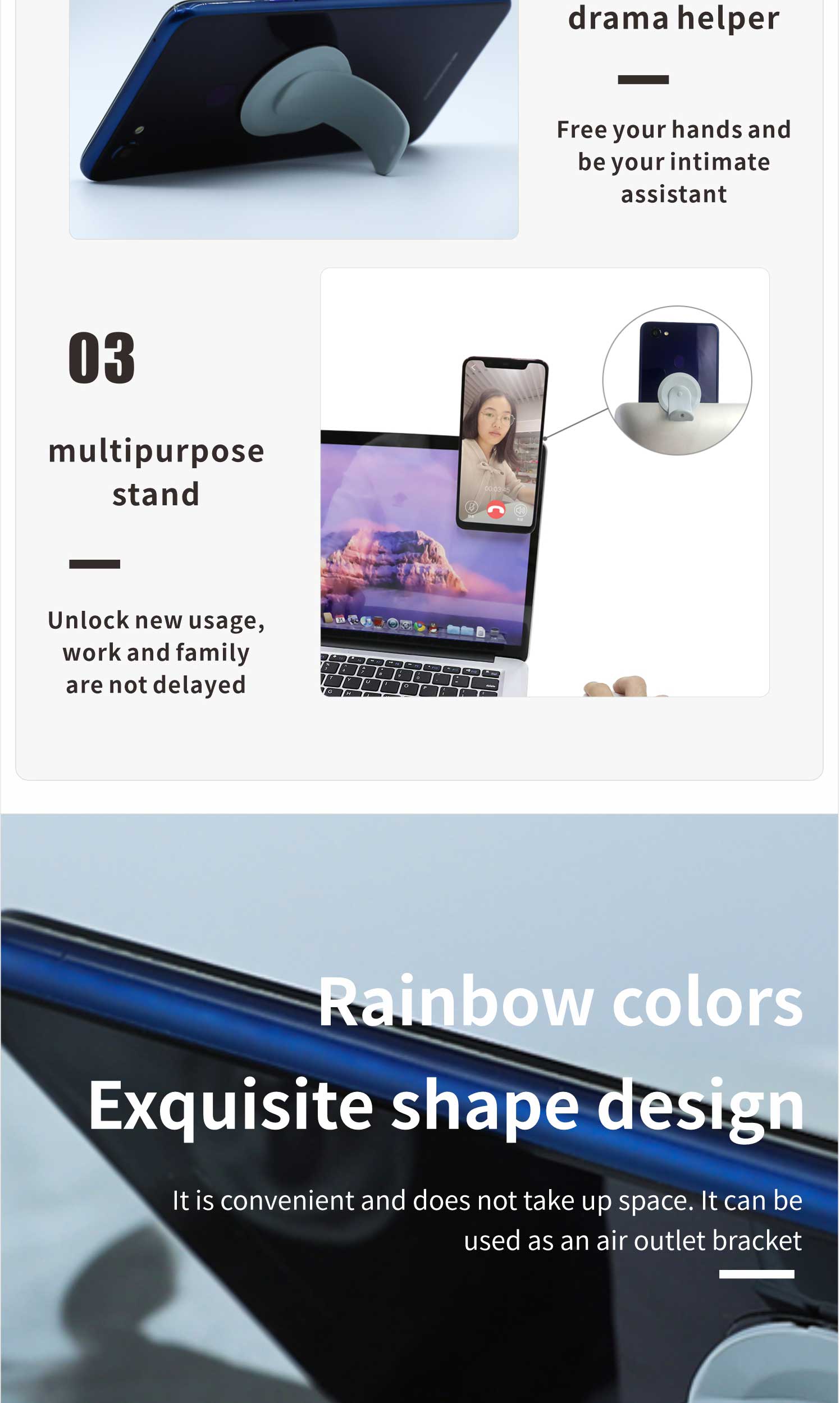 Mini Universal Silicone Car Air Vent Mobile Phone Holder Cute Lollipop Shape Car Stand(图3)