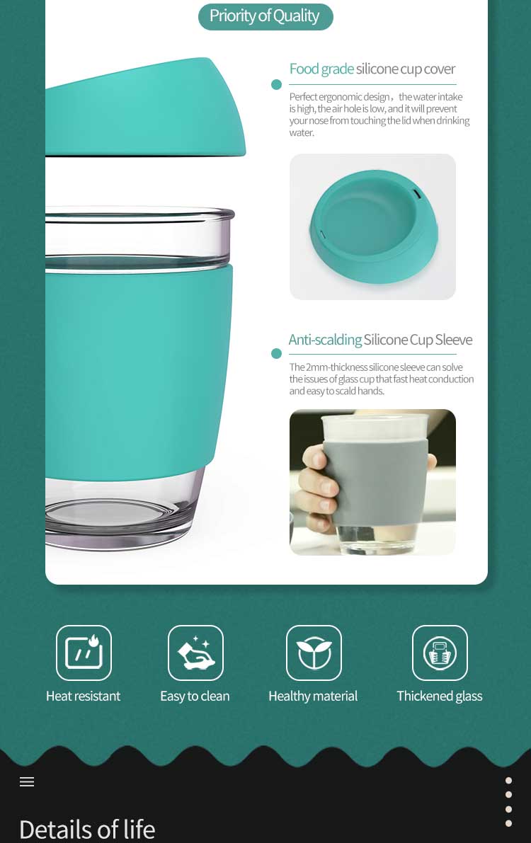 8oz Custom Logo Reusable Coffee Cup With Silicone Lid and Sleeve(图2)