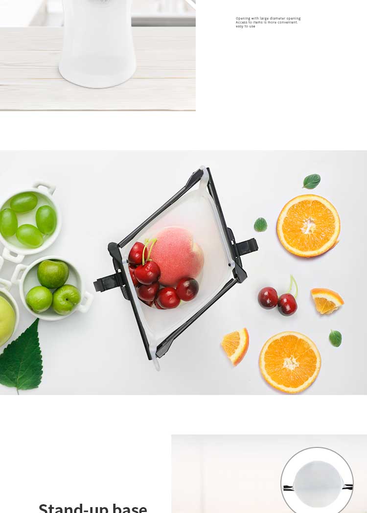  Kitchen Home Clip Type Silicone Fresh Keeping Bag Reusable Convenient Travel Food Storage Bags(图5)