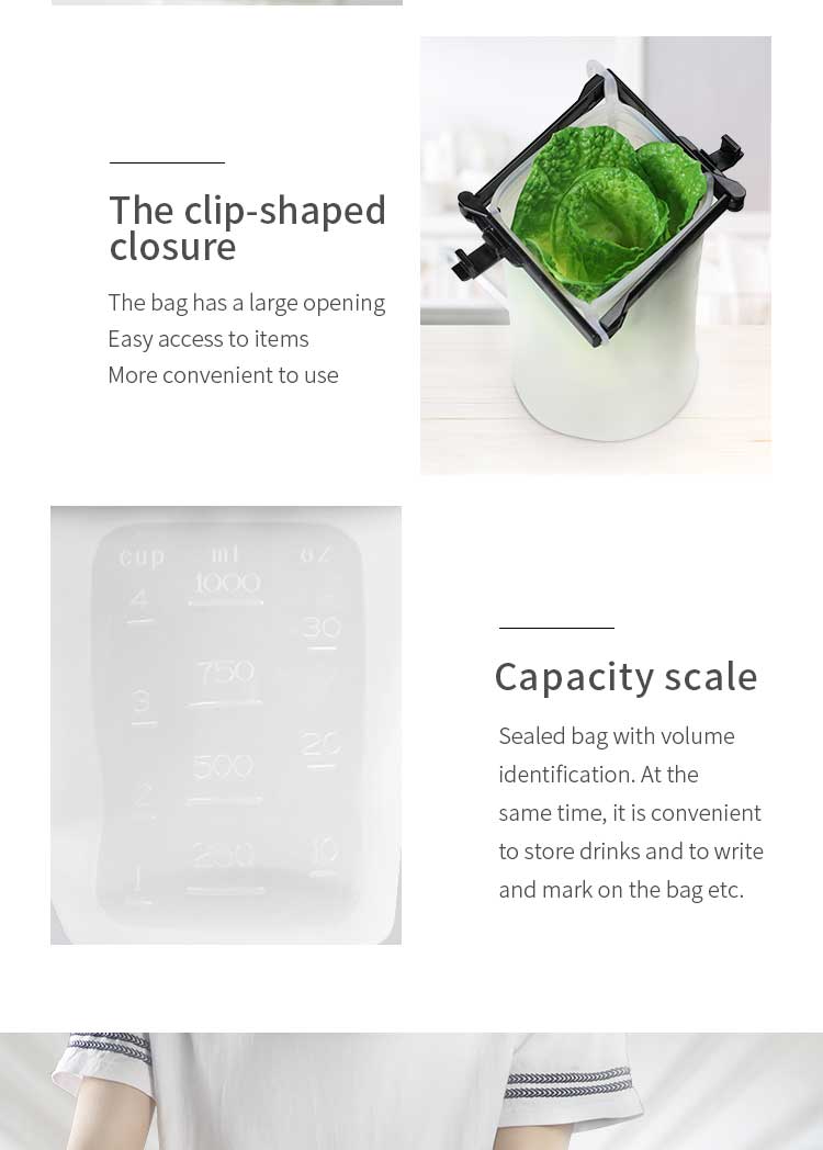  Kitchen Home Clip Type Silicone Fresh Keeping Bag Reusable Convenient Travel Food Storage Bags(图10)