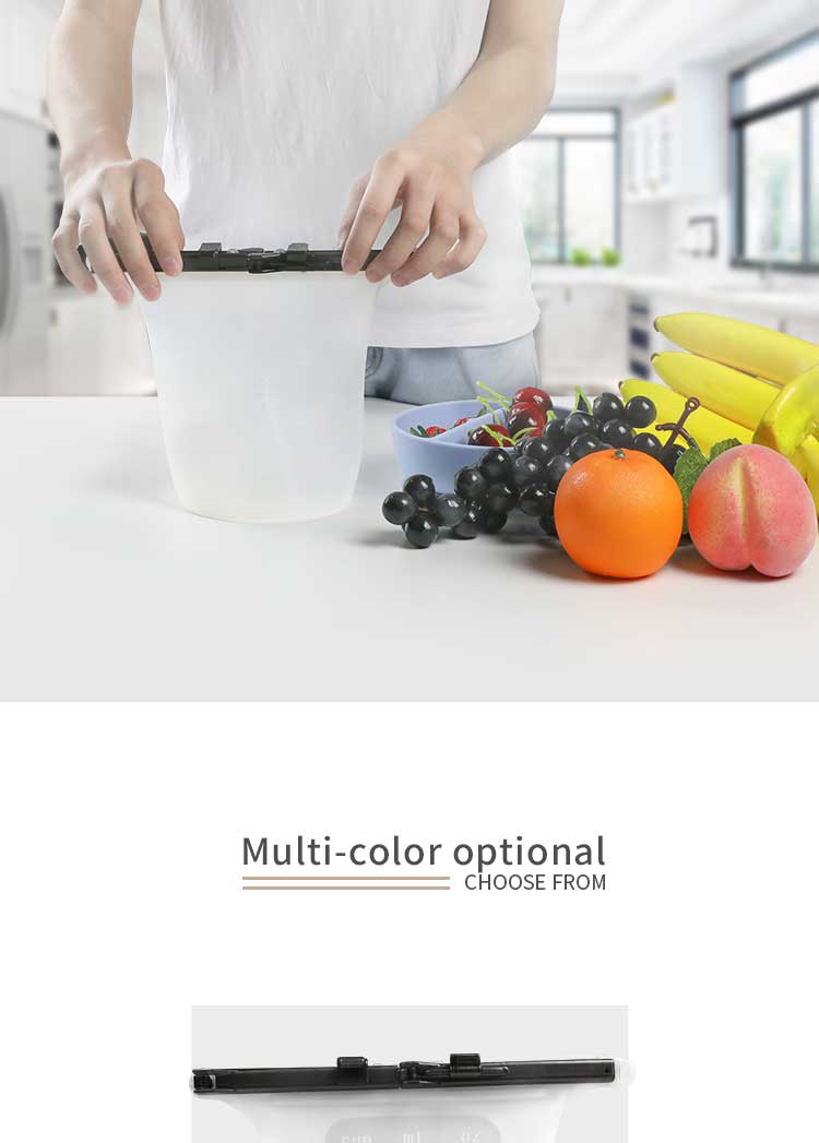  Kitchen Home Clip Type Silicone Fresh Keeping Bag Reusable Convenient Travel Food Storage Bags(图11)