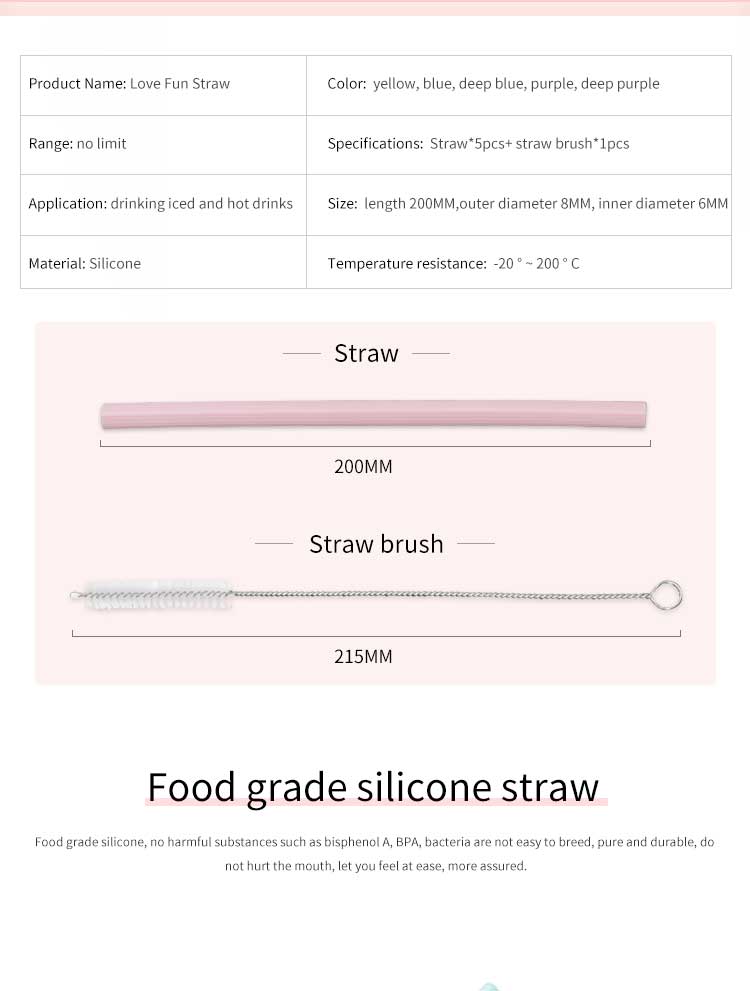 Heart Shaped Reusable Silicone Straw(图2)