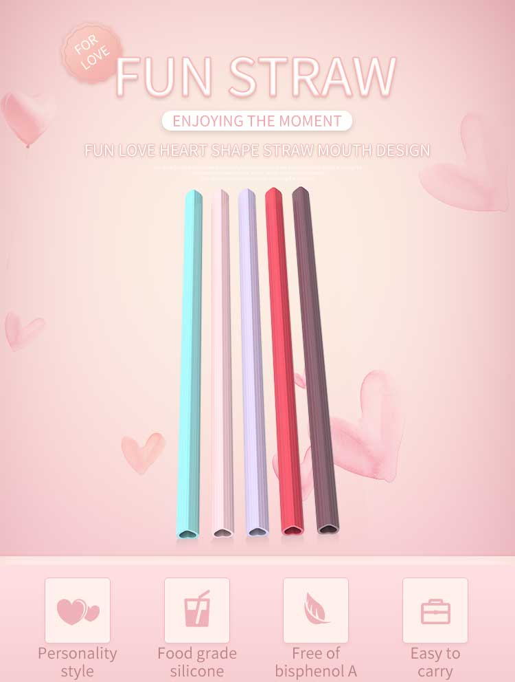 Heart Shaped Reusable Silicone Straw(图1)