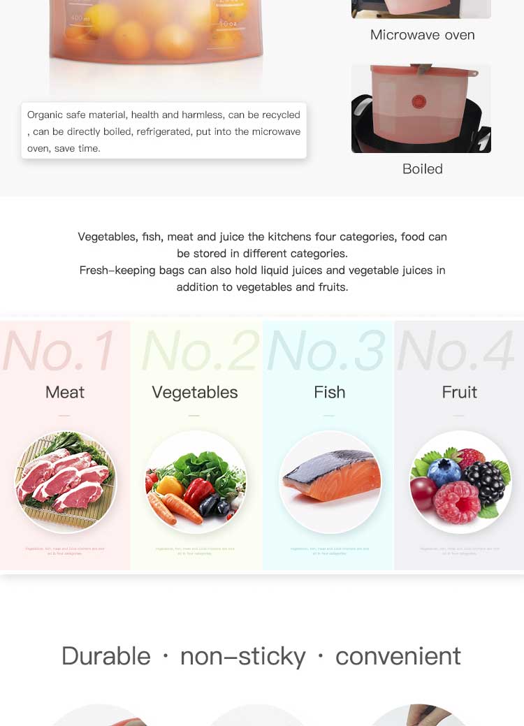 Kitchen Preservation Silicone Food Storage Bag Wholesale(图5) Kitchen Preservation Silicone Food Storage Bag Wholesale(图5)